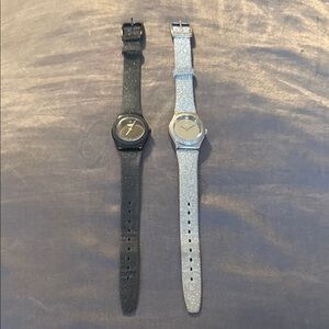Swatch Dual-Tone Black and Silver Watch Set